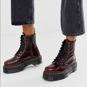 NEW Docs Jadon Platform Cherry Vegan Leather Boots